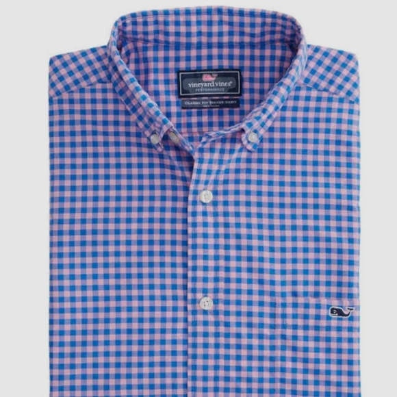 Vineyard Vines Fishlock Gingham Performance Button-up Spinnaker Shirt Large NWOT - Picture 5 of 5